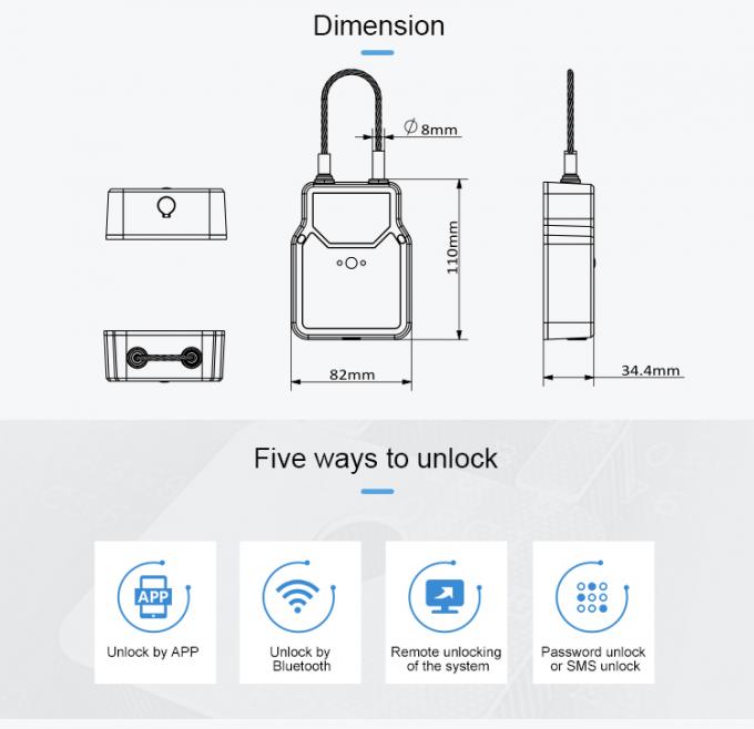 JT709A 3.7V Intelligent Electronic Lock , 4500mAh Bluetooth Smart Padlock