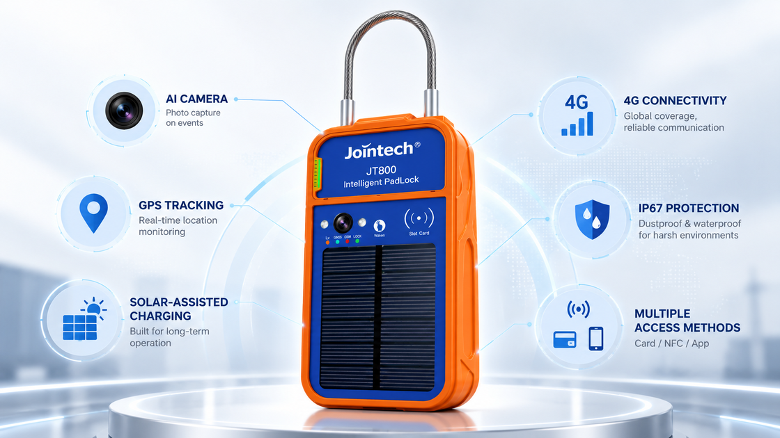 JT800 AI Smart Electronic Lock for Cargo Security and Remote Monitoring